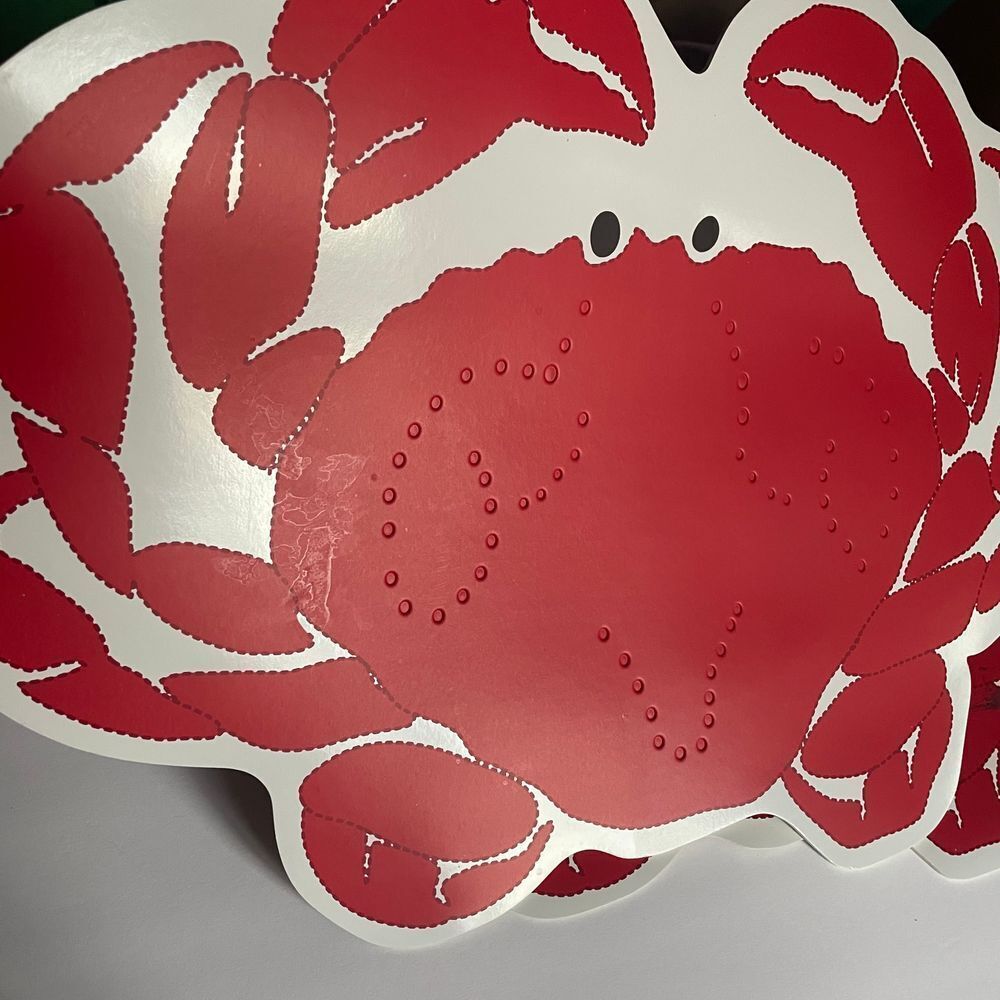 Crab shaped vinyl foam backed placemats sea critter ocean seafood red set of 4 - Picture 5 of 10